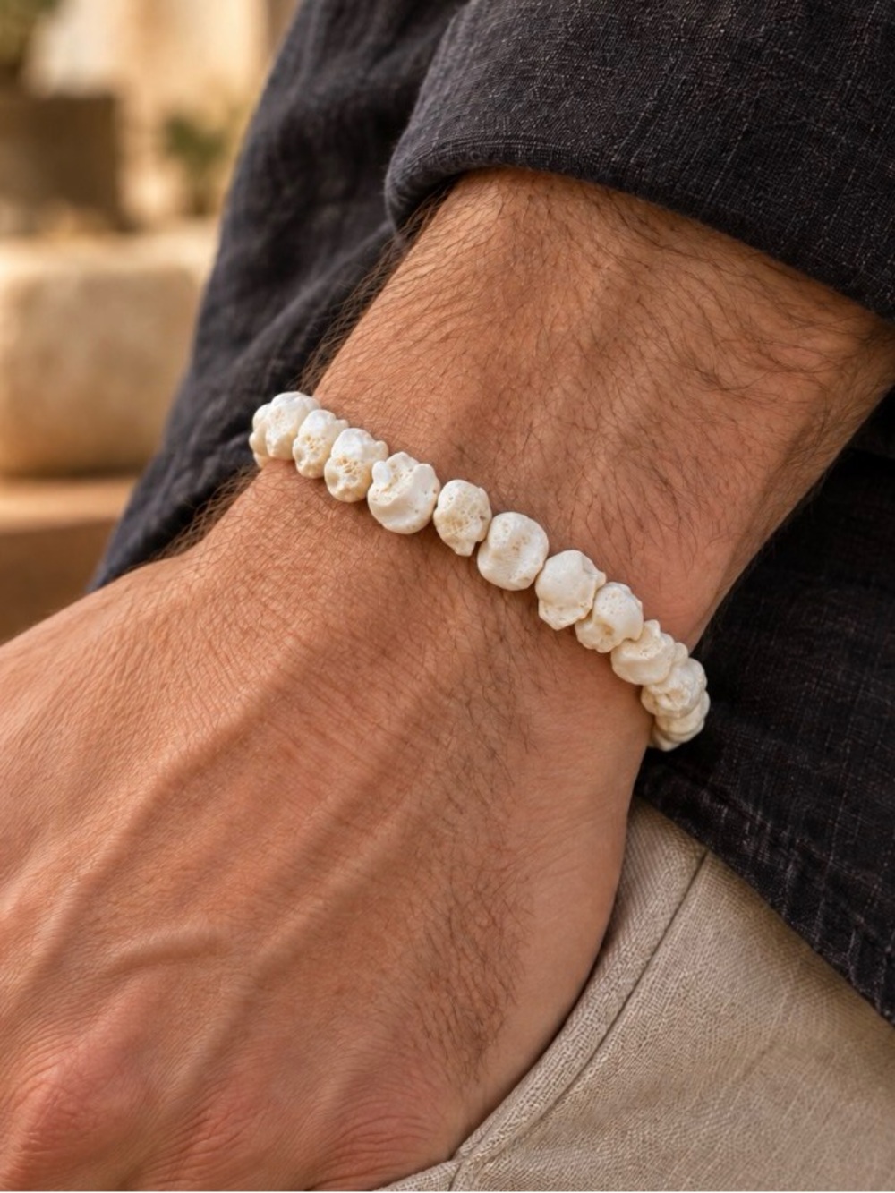 Handcrafted Cream nones Beaded Bracelet